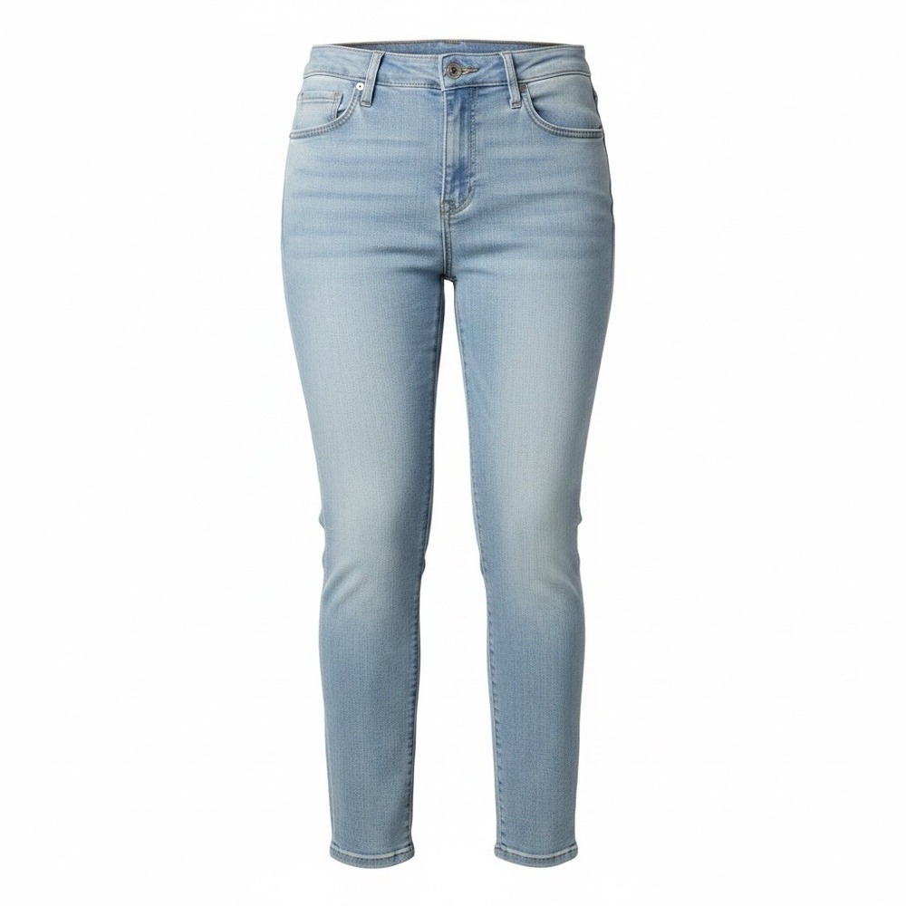 Wonderly Distressed Skinny Jeans Women Size 12 Light Blue 5-Pocket Hi Rise 31x26